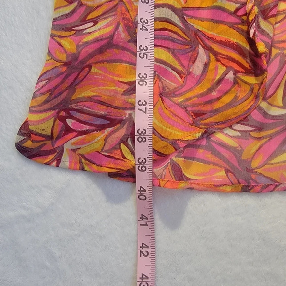 H & M Sheer Full Slit Maxi Skirt Swim Cover Up Pink Orange Tropical Size Small - Picture 9 of 9